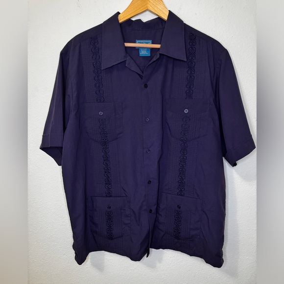 TropiCool Other - TropiCool Men’s Large Casual Button Down Embroidered Blue Pockets